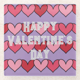 バレンタインズデイピンク赤いハートラベンダーコースター ガラスコースター