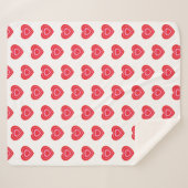 バレンタインズデイピンク&赤いハート シェルパブランケット (正面(横))