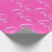 バレンタインズデイピンクnホワイトラブタイポグラフィ ラッピングペーパー (角)