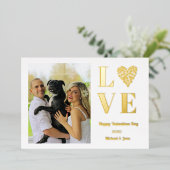 バレンタインズデイフォトラブハート 箔招待状 (立ち正面)