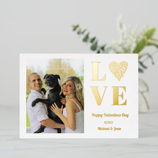 バレンタインズデイフォトラブハート 箔招待状 (立ち正面)