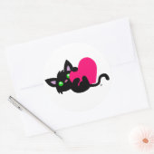 バレンタインズデイブラック子猫シール ラウンドシール (封筒)