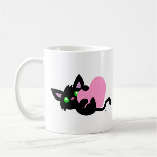 バレンタインズデイブラック子猫マグ コーヒーマグカップ