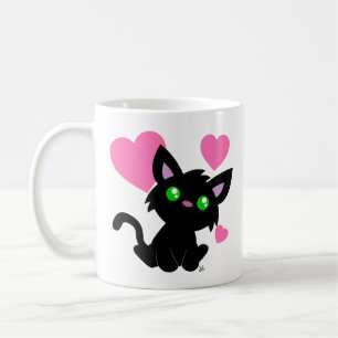 バレンタインズデイブラック子猫マグ コーヒーマグカップ