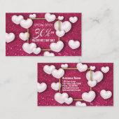 バレンタインズデイホワイトハートグリッター 割引カード (正面/裏面)