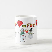 バレンタインズデイマグズハート火災雪だるま コーヒーマグカップ (中央)