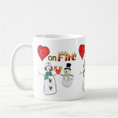 バレンタインズデイマグズハート火災雪だるま コーヒーマグカップ (左)