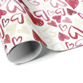 バレンタインズデイラブリードードル赤いハート ラッピングペーパー (ロールコーナー)