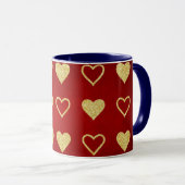 バレンタインズデイレッドラグジュアリーゴールデンハート マグカップ (正面右)