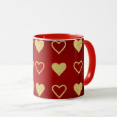 バレンタインズデイレッドラグジュアリーゴールデンハート マグカップ (正面右)