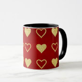バレンタインズデイレッドラグジュアリーゴールデンハート マグカップ (正面右)