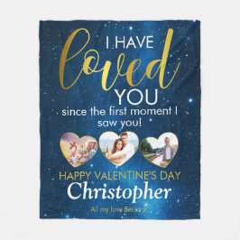 バレンタインズデイロマンチック愛されたフォトコラージュハート フリースブランケット