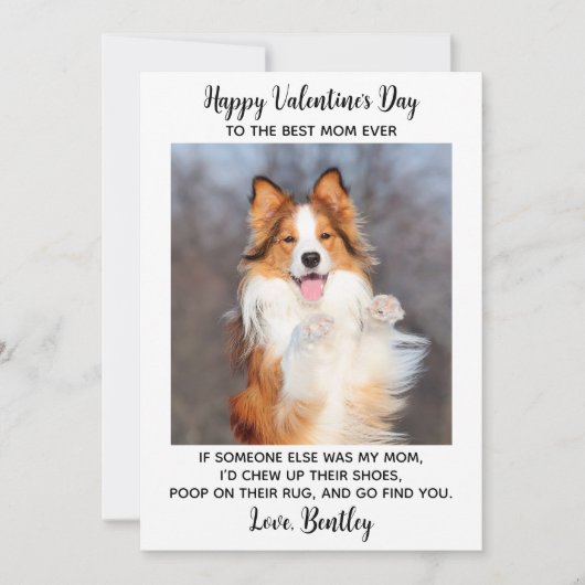 バレンタインズデイ犬ママカスタムのおもしろいペット写真 シーズンカード (正面)