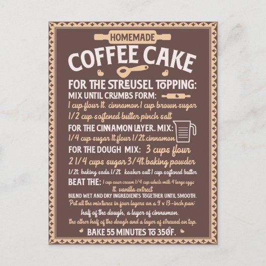 バレンタインズデイ自家製コーヒーケーキレシピ ポストカード (正面)