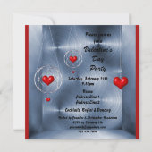 バレンタインズパーティー赤いハート&ピンクマルティーニ 招待状 (裏面)