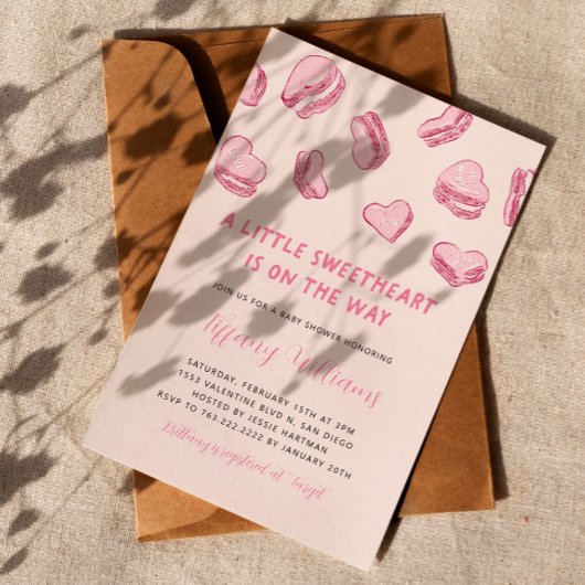 バレンタインズリトルスウィートピンク赤ちゃんシャワー 招待状