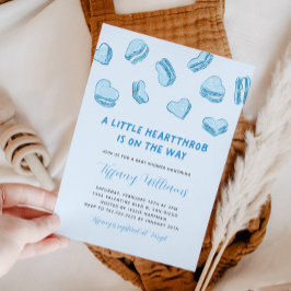 バレンタインズリトルハートスロブブルーベビーシャワー 招待状