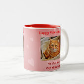 バレンタインズ最高のの猫の母が今までにかわいいピンクの写真 ツートーンマグカップ (正面右)