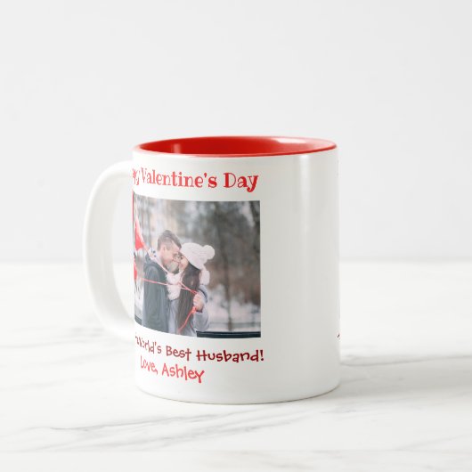 バレンタインズ最高のデイ夫がかわいい写真 ツートーンマグカップ (正面左)