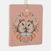 バレンタインセラのバラのリースのマウスカップル セラミックオーナメント (右)