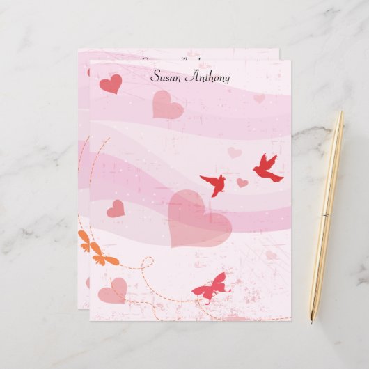 バレンタインソフトハート蝶の固定紙 (正面/裏面インサイチュ)