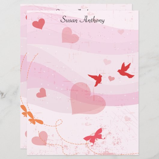 バレンタインソフトハート蝶の固定紙 (正面/裏面)