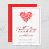 バレンタインタイポグラフィとハートお祝い招待状 サンキューカード (正面/裏面)