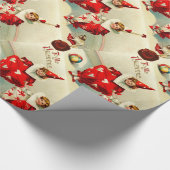 バレンタインチャイルドピエロ,ハート付き赤ワックスシール ラッピングペーパー (角)
