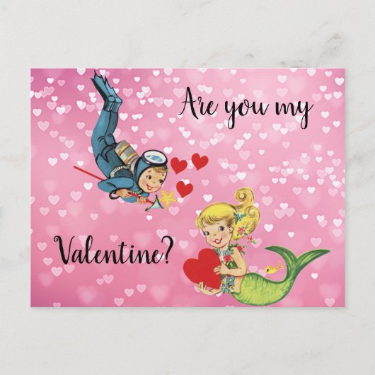 バレンタインチャイルドマーメイドとスキューバダイバー シーズンポストカード (正面)