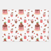 バレンタインチョコレート&ストロベリースイーツ ラッピングペーパーシート (正面)