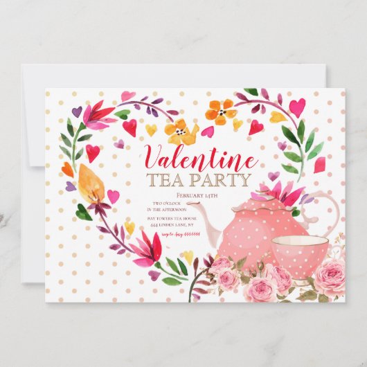 バレンタインティーパーティの招待状 招待状 (正面)