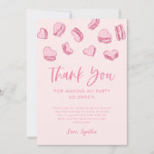 バレンタインテーマピンクハート誕生日パーティー サンキューカード (正面)