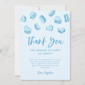 バレンタインテーマブルーハートバースデーパーティー サンキューカード (正面)