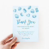 バレンタインテーマブルーハートバースデーパーティー サンキューカード