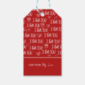 バレンタインテーマ赤白I love You Pattern ギフトタグ (正面)