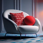 バレンタインテーマ赤白I love You Pattern クッション