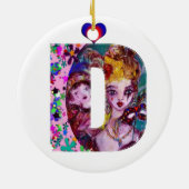 バレンタインデア仮装モノグラムD文字 セラミックオーナメント (裏面)