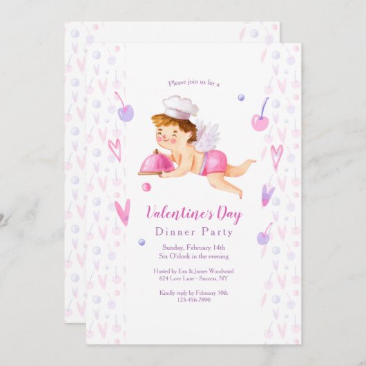 バレンタインディナーパーティの招待状 招待状 (正面/裏面)