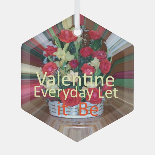 バレンタインデイアートプリント ガラスオーナメント (正面)