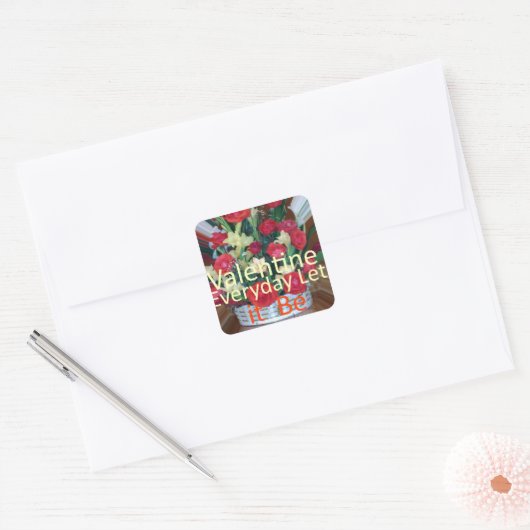 バレンタインデイアートプリント スクエアシール (封筒)