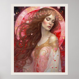 バレンタインデイウィメンガウンアールデコプリント ポスター