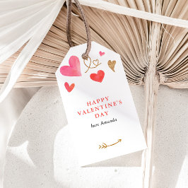 バレンタインデイウォーターカラーハート ギフトタグ