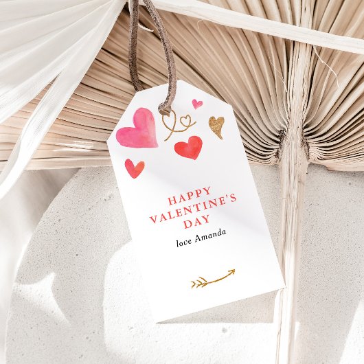 バレンタインデイウォーターカラーハート ギフトタグ