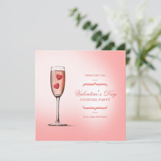 バレンタインデイカクテルパーティの招待状 招待状 (スタンド正面)