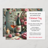 バレンタインデイカクテルパーティの招待状 招待状 (正面/裏面)