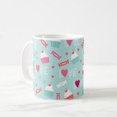 バレンタインデイカップケーキハートラブパターン コーヒーマグカップ (正面左)