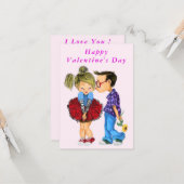 バレンタインデイカードロマンチックなカップルQRコード願い カード (正面/裏面インサイチュ)