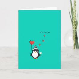 バレンタインデイカード – かわいいペンギンイラストレーション シーズンカード