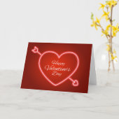 バレンタインデイカード – ネオンハート カード (黄色い花)