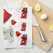 バレンタインデイキッチンハンドタオル、エンジェル キッチンタオル (四つ折り)